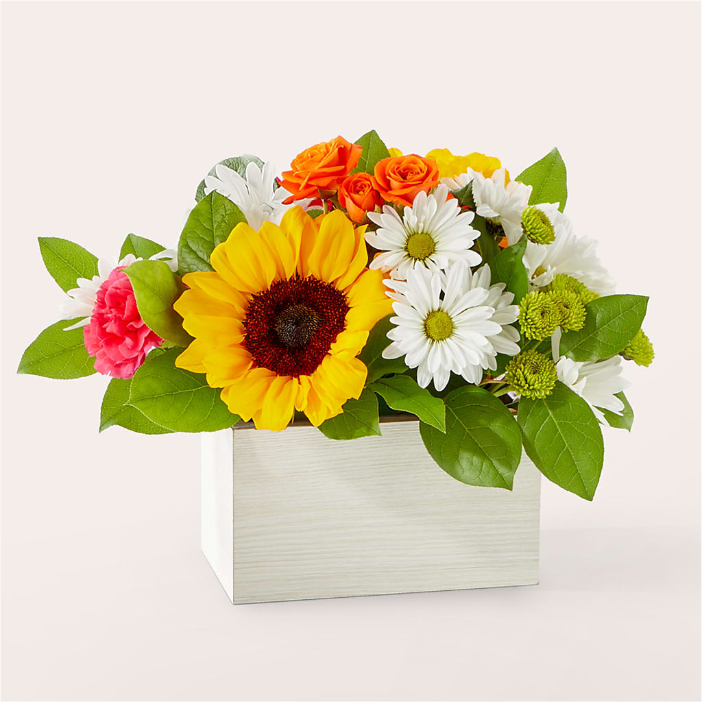 Sun-drenched Blooms Box Bouquet – Flowers By Us, Grand Forks ND