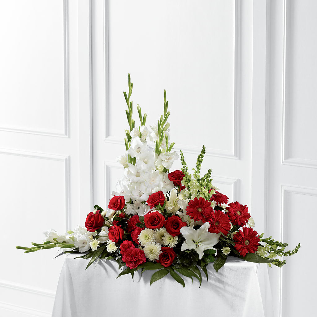Crimson & White Arrangement – Flowers By Us, Grand Forks ND