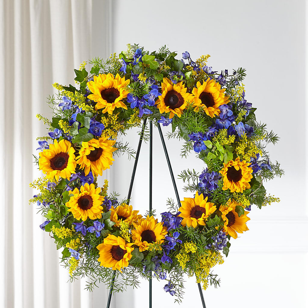 Bright Rays Wreath – Flowers By Us, Grand Forks ND