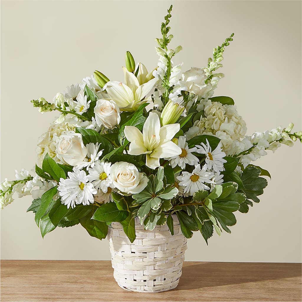 Ivory Elegance Floral Basket – Flowers By Us, Grand Forks ND