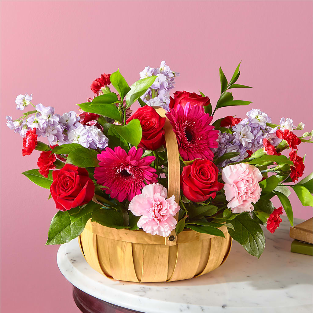 Pink Picnic Basket – Flowers By Us, Grand Forks ND