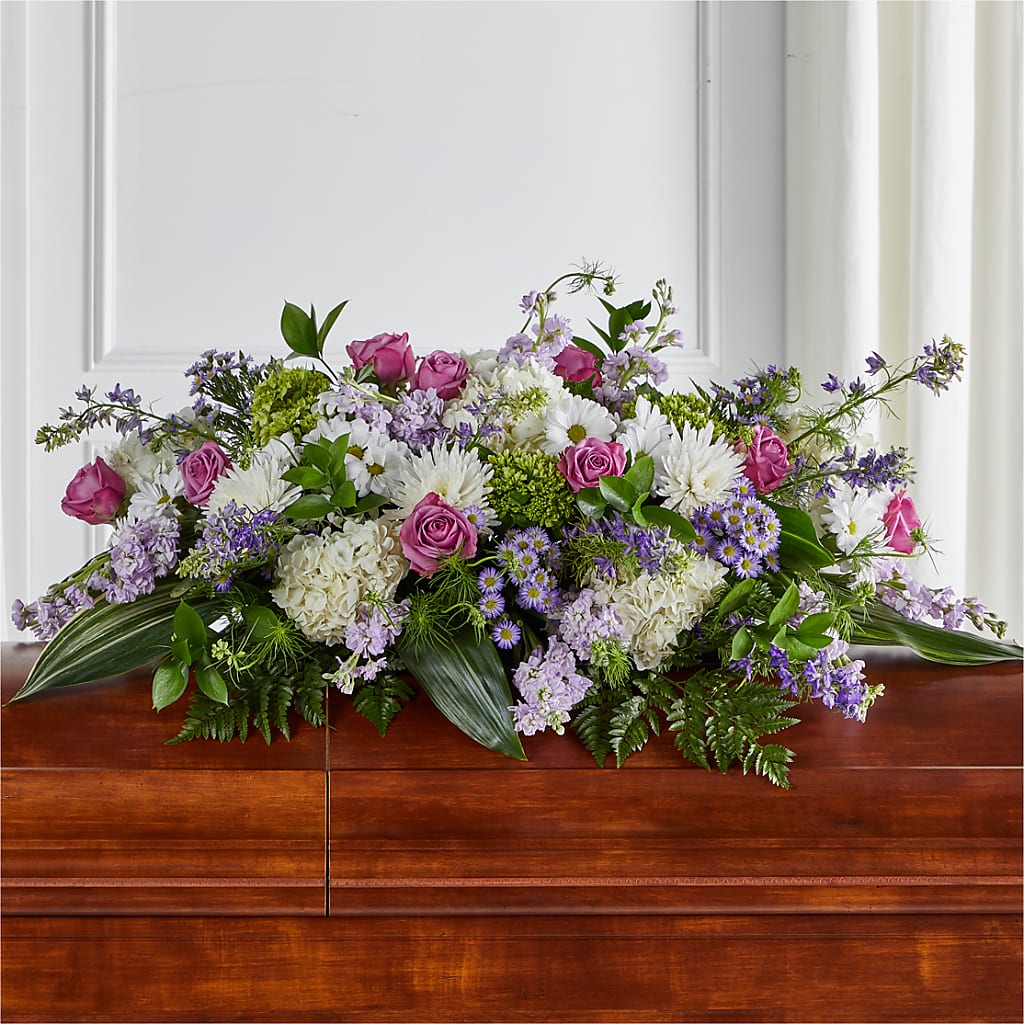 Meadows of Serenity Casket Spray – Flowers By Us, Grand Forks ND