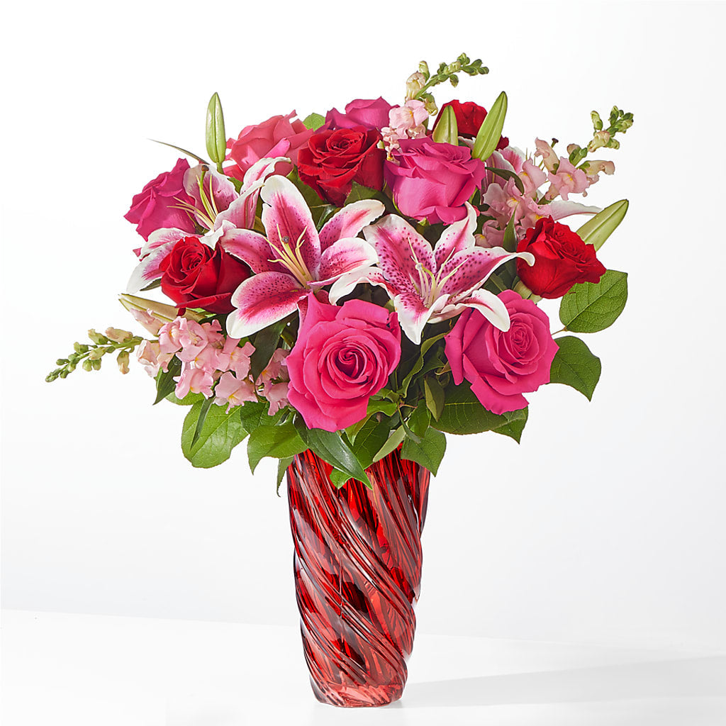 Always You Bouquet with Luxe Swirl Vase – Flowers By Us, Grand Forks ND