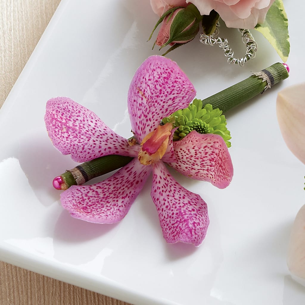Pink Mokara Boutonniere – Flowers By Us, Grand Forks ND