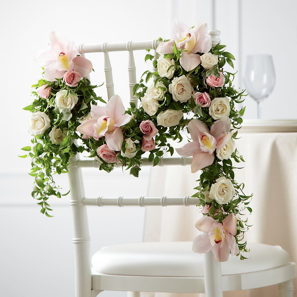 Orchid Rose Chair Décor – Flowers By Us, Grand Forks ND