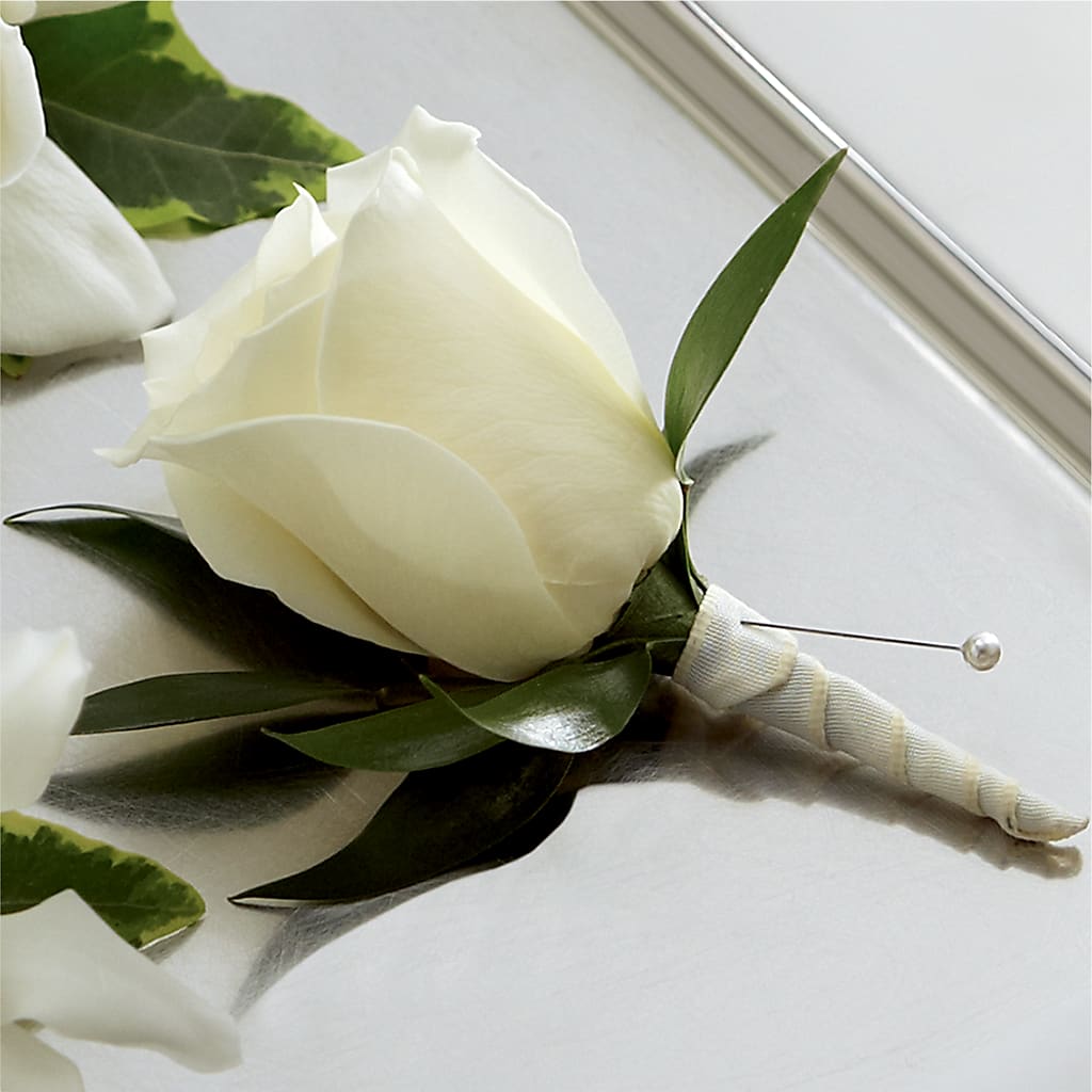 White Rose Boutonniere – Flowers By Us, Grand Forks ND