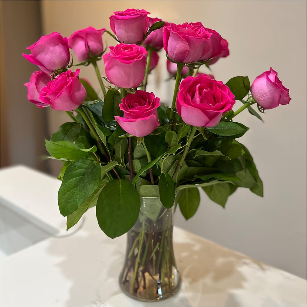 Long Stem Pink Rose Bouquet –  Flowers By Us, Grand Forks ND