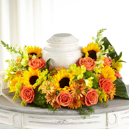 Faithful Sunflower Cremation Adornment –  Flowers By Us, Grand Forks ND