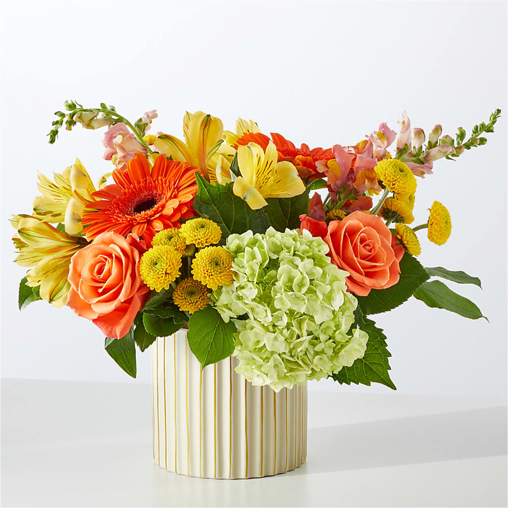 Autumn Sunshine Bouquet with Ivory Vase –  Flowers By Us, Grand Forks ND