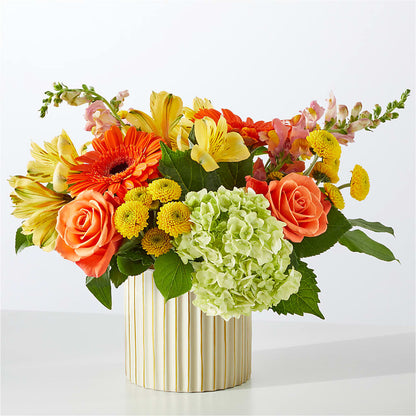 Autumn Sunshine Bouquet with Ivory Vase –  Flowers By Us, Grand Forks ND
