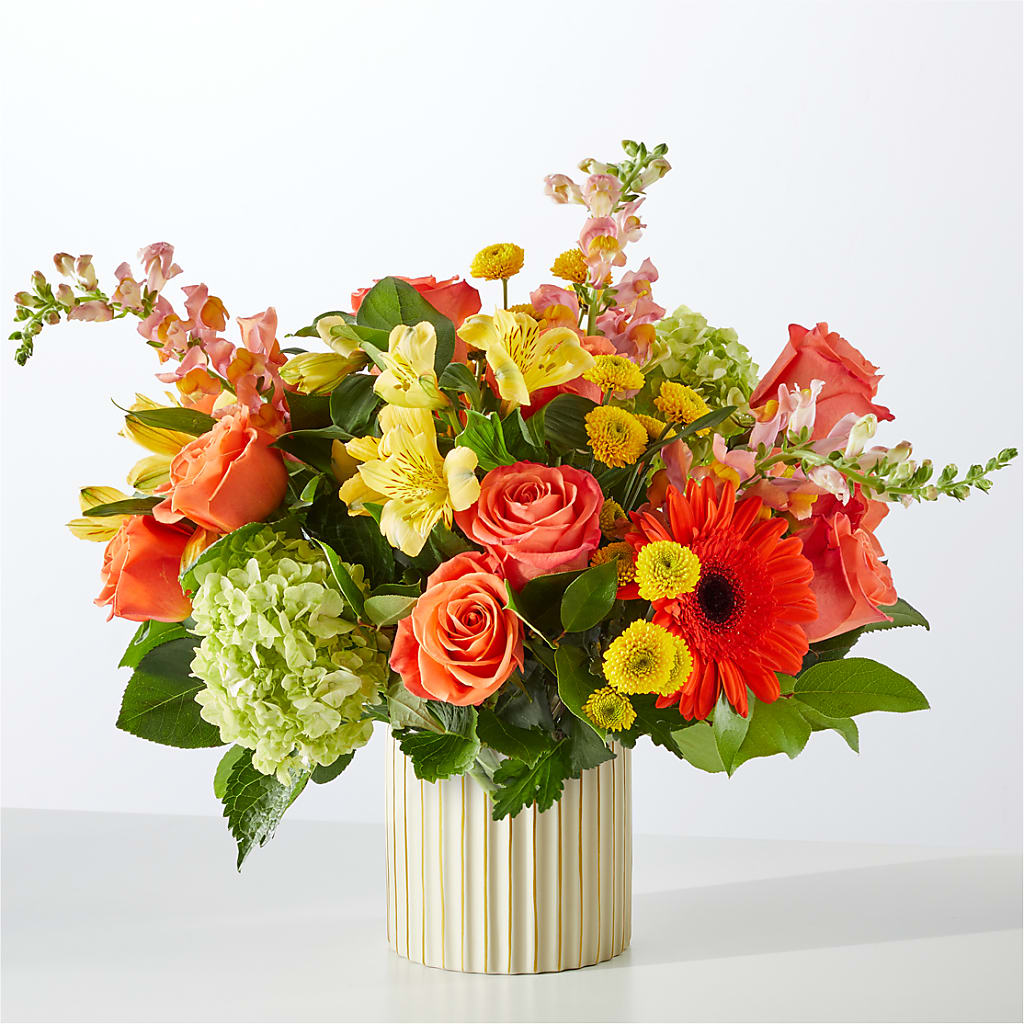 Autumn Sunshine Bouquet with Ivory Vase –  Flowers By Us, Grand Forks ND