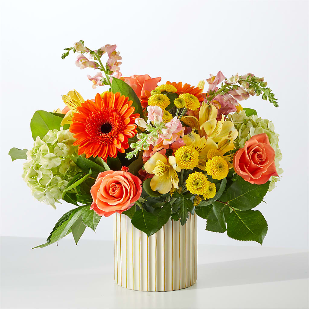 Autumn Sunshine Bouquet with Ivory Vase –  Flowers By Us, Grand Forks ND