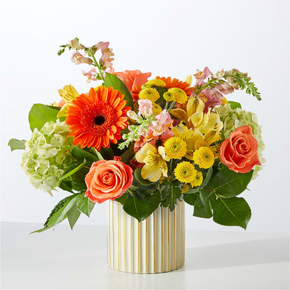 Autumn Sunshine Bouquet with Ivory Vase –  Flowers By Us, Grand Forks ND