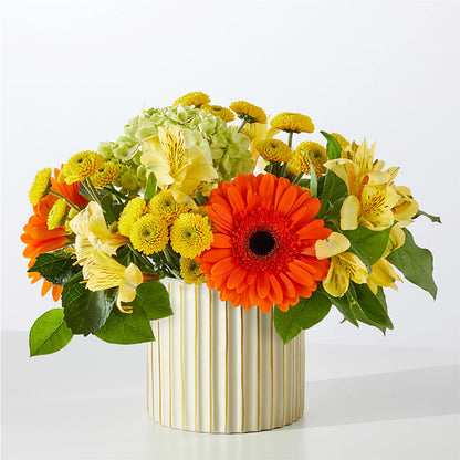 Autumn Sunshine Bouquet with Ivory Vase –  Flowers By Us, Grand Forks ND