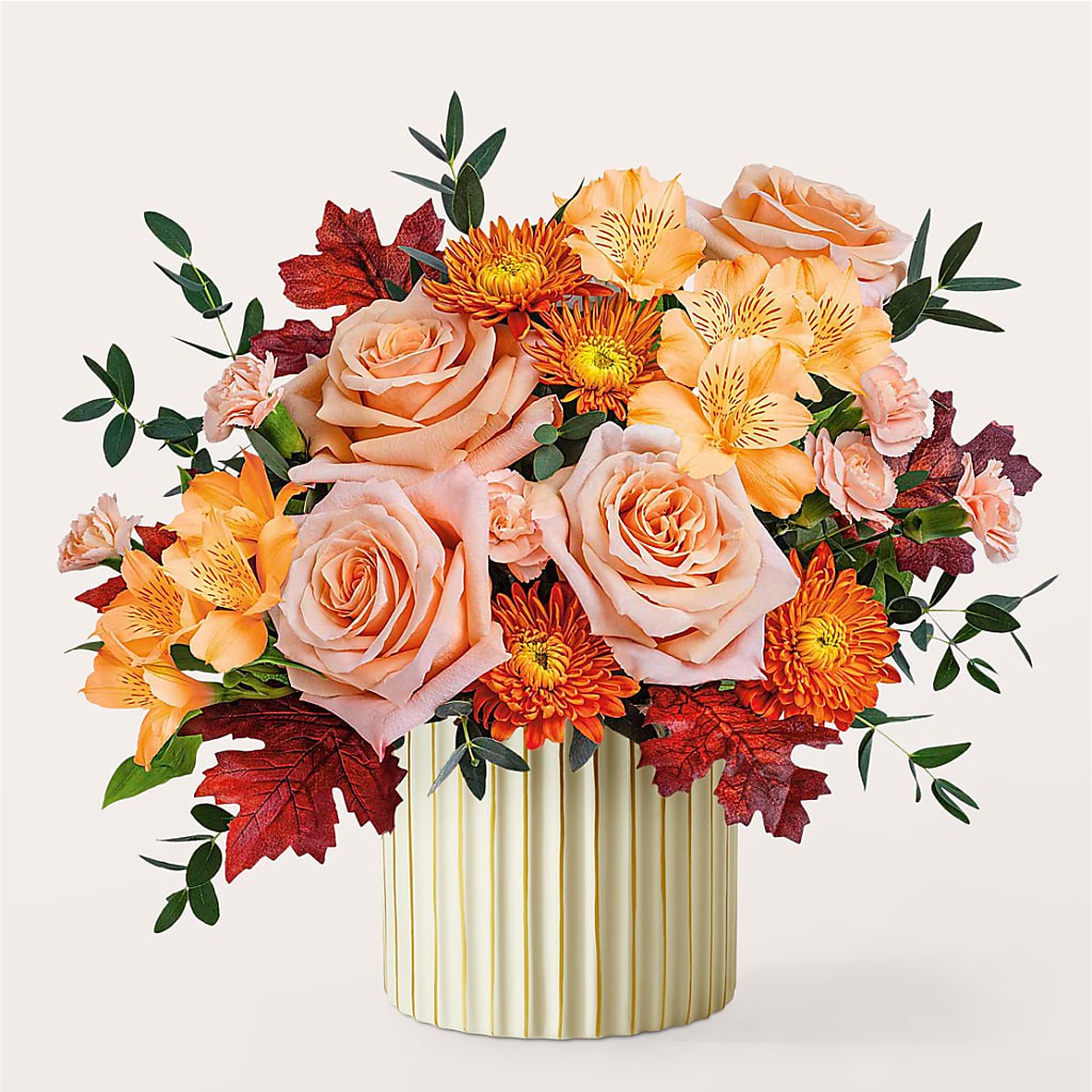 Spiced Latte Bouquet with Ivory Vase –  Flowers By Us, Grand Forks ND