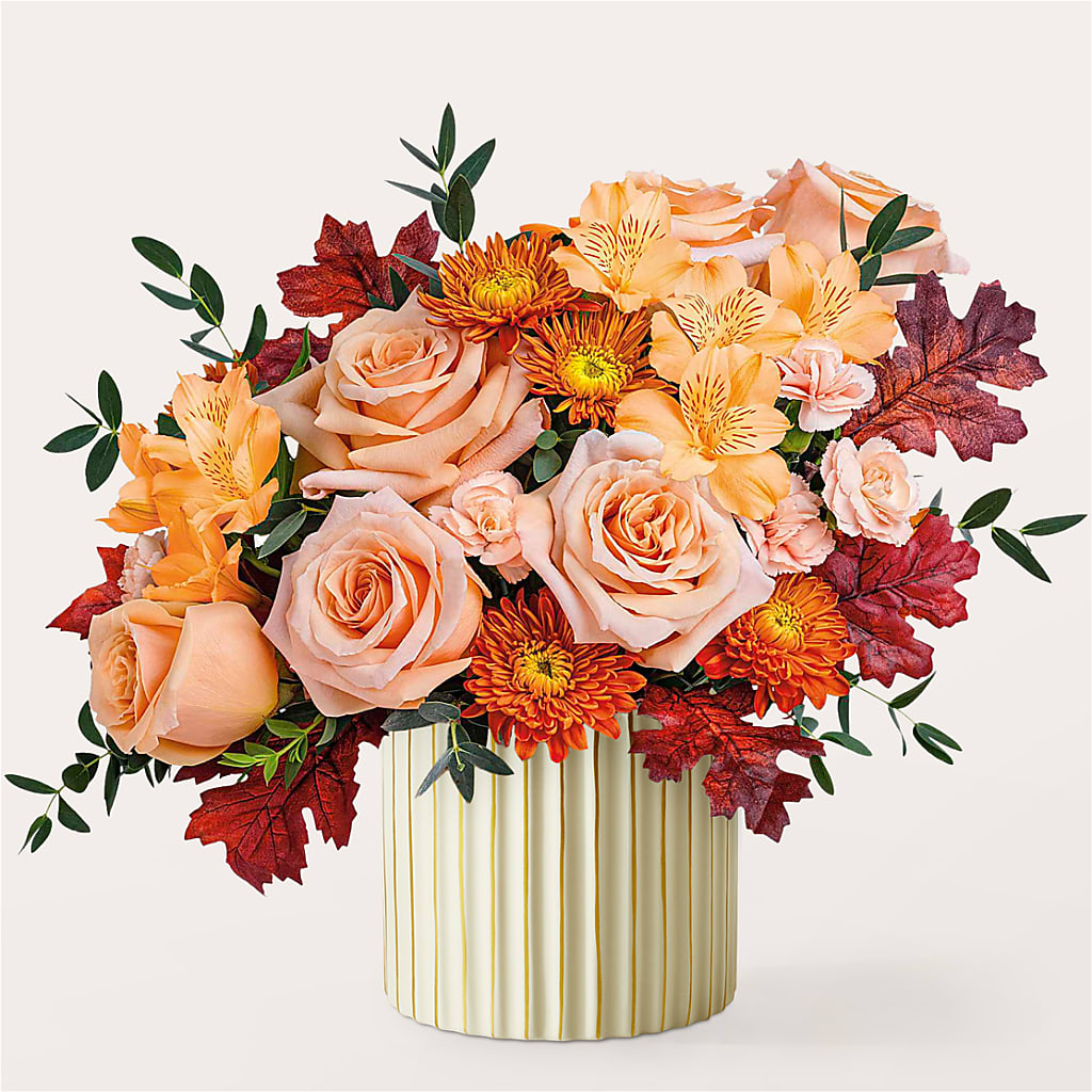 Spiced Latte Bouquet with Ivory Vase –  Flowers By Us, Grand Forks ND