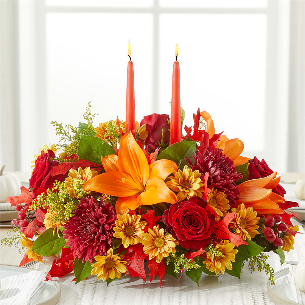 Autumn's Embrace Centerpiece –  Flowers By Us, Grand Forks ND