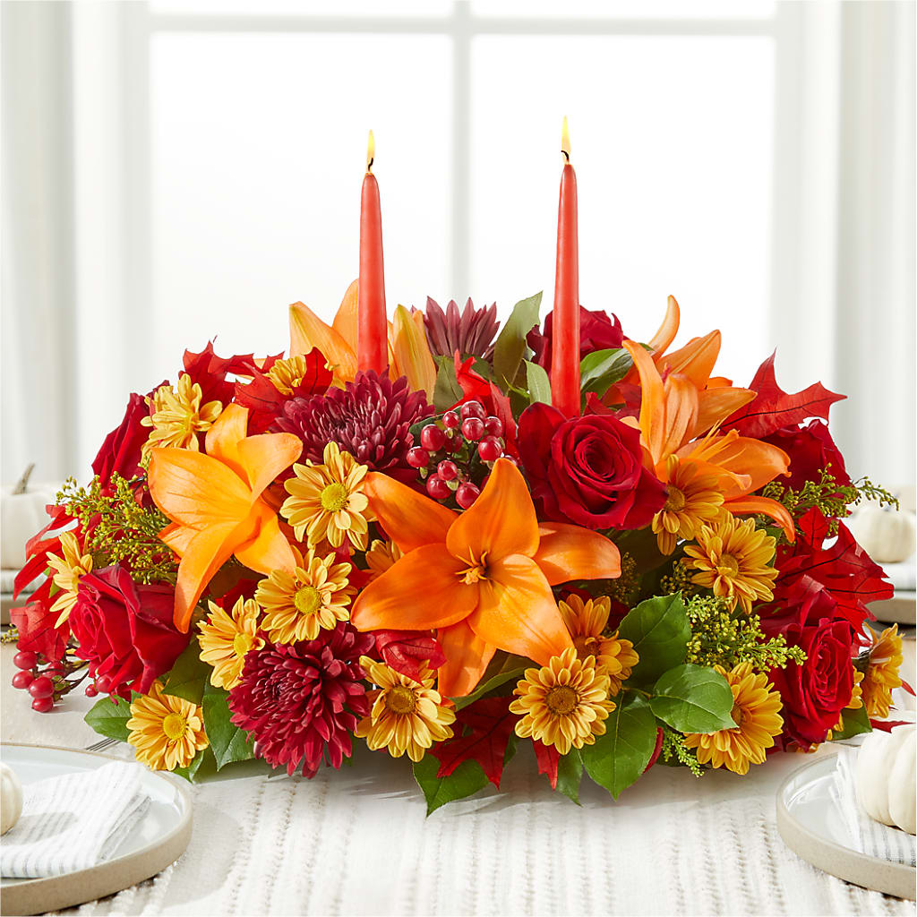Autumn's Embrace Centerpiece –  Flowers By Us, Grand Forks ND