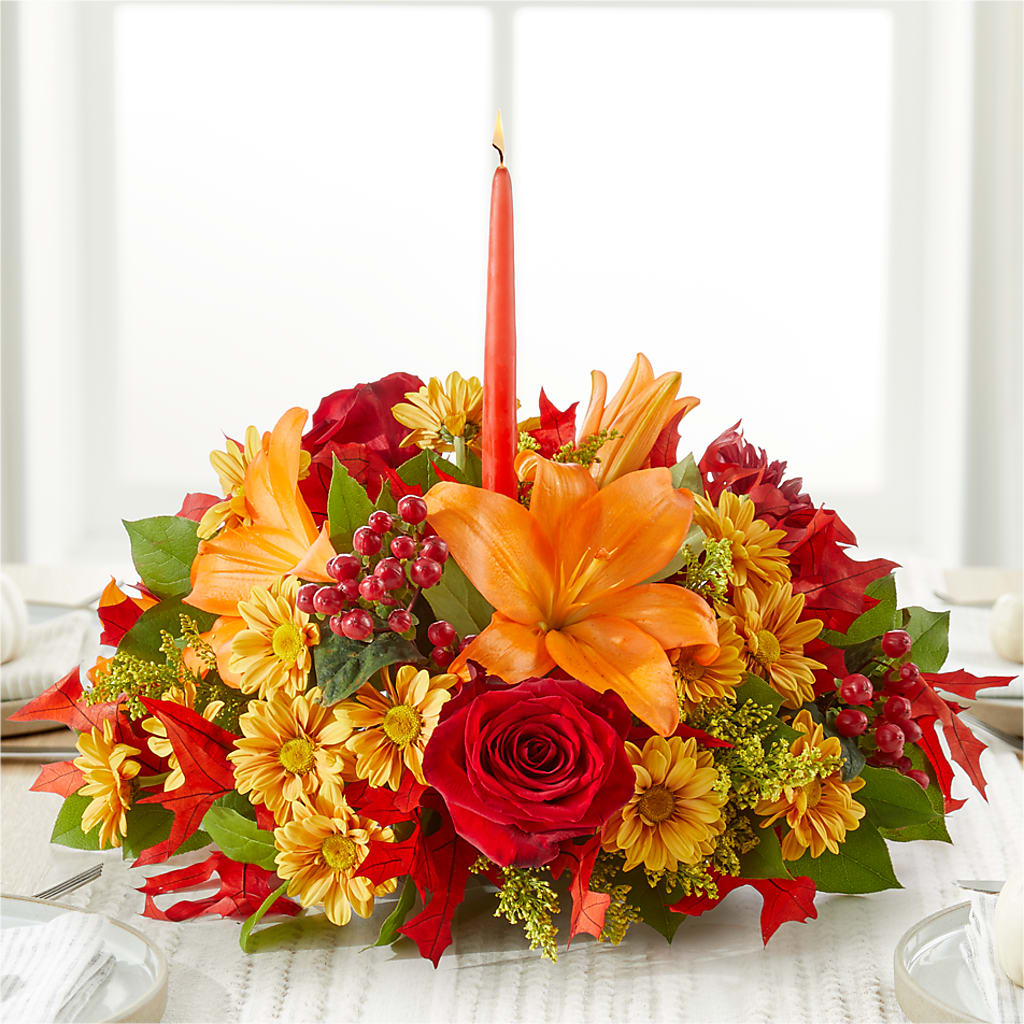 Autumn's Embrace Centerpiece –  Flowers By Us, Grand Forks ND