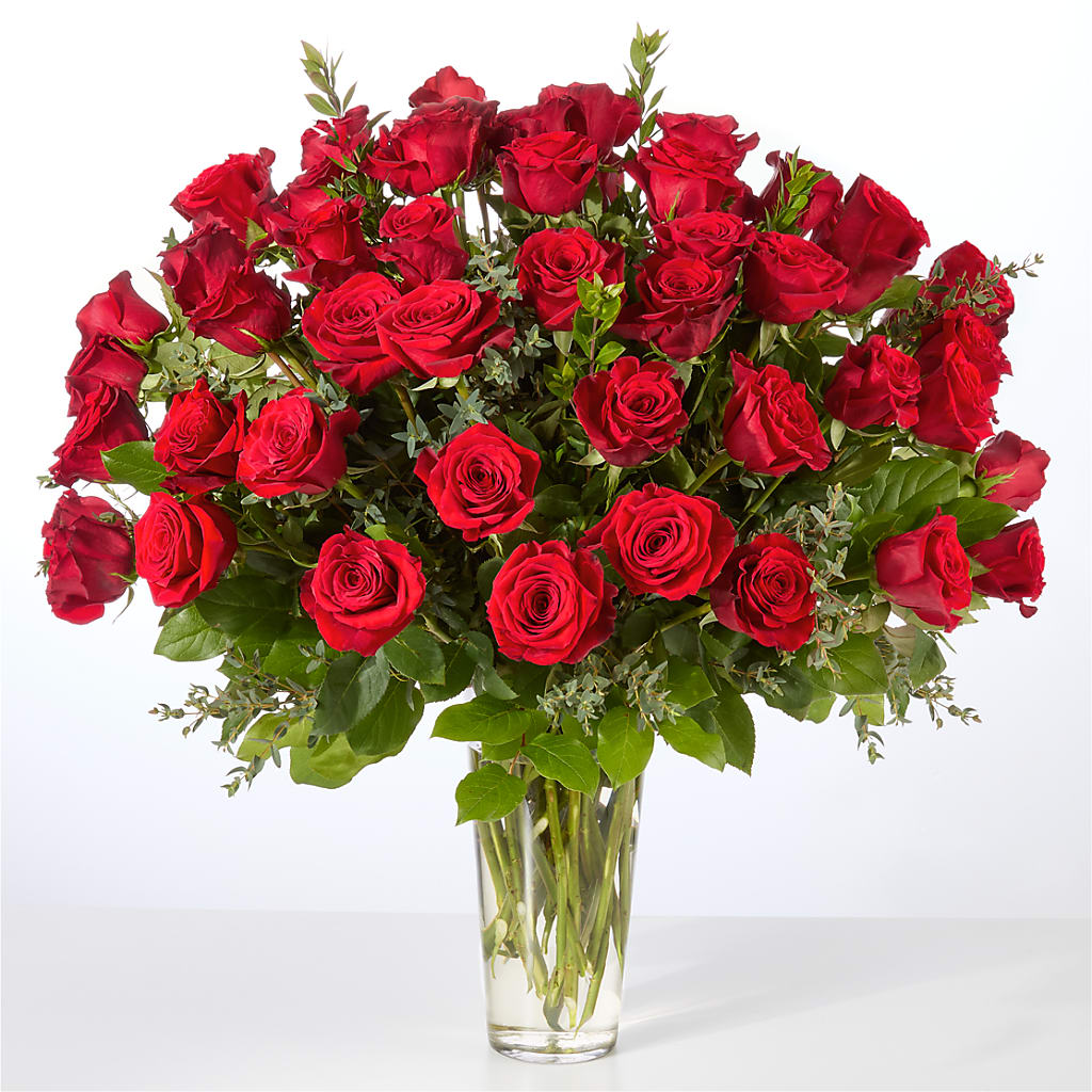Forever Yours Fifty Stem Red Rose Bouquet –  Flowers By Us, Grand Forks ND