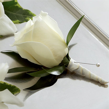 White Rose Boutonniere –  Flowers By Us, Grand Forks ND